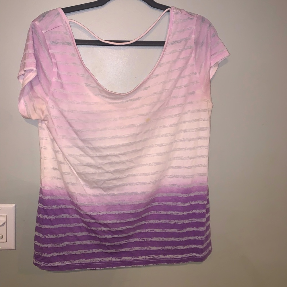 Purple Ombré Blouse with Sheer Stripes